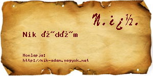 Nik Ádám névjegykártya